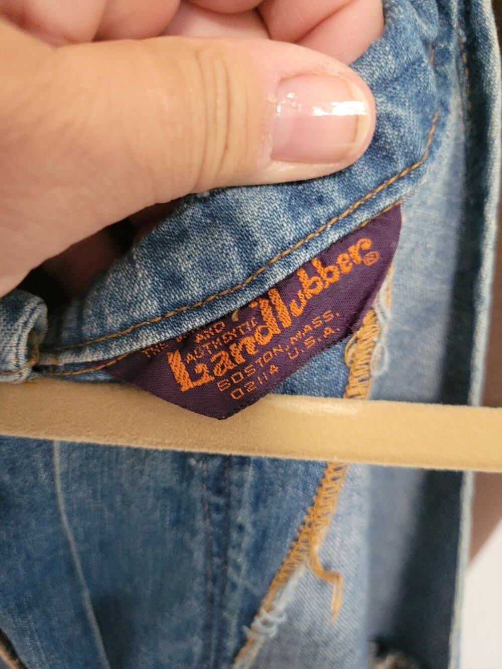 Rare land Lubber 1970's Halter Top Denim Wide Leg Overalls Size M? - Picture 4 of 7